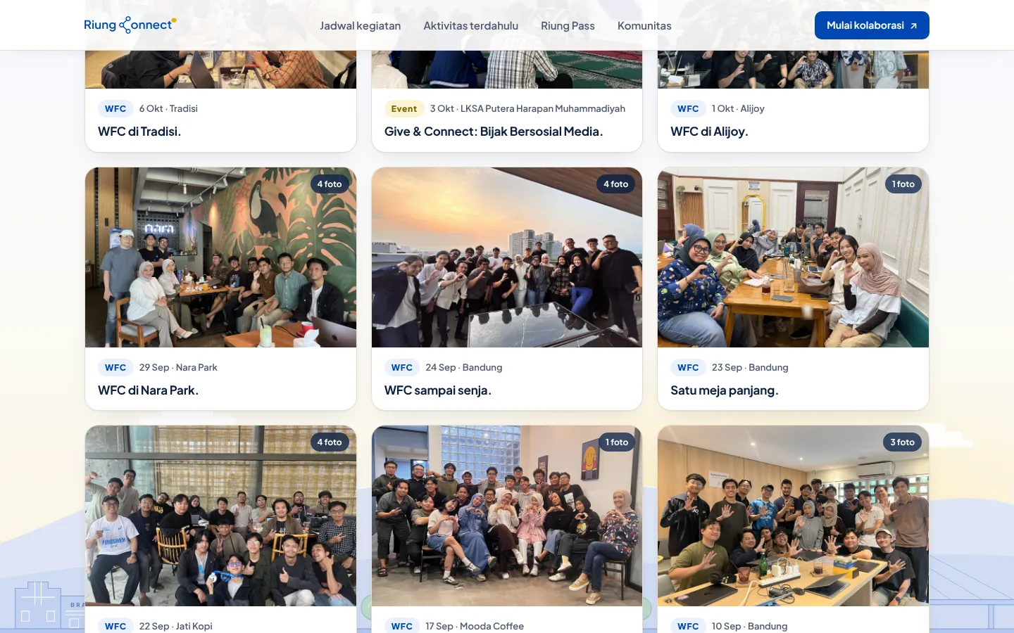 Archive of past meetups as a photo grid