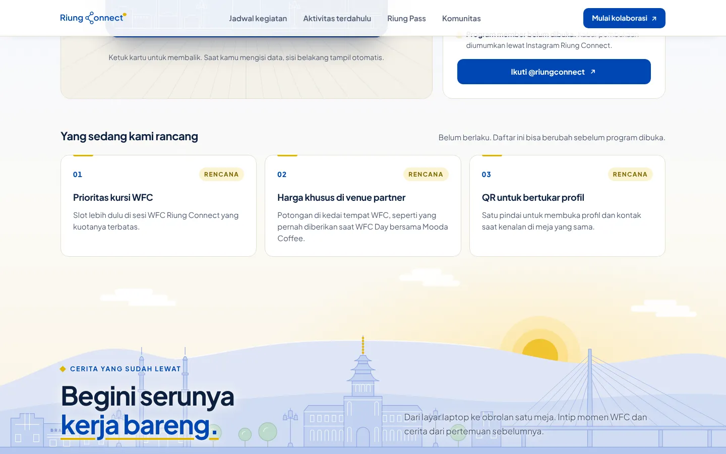 Section with the Bandung skyline drawn behind the text